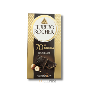 Ferrero Rocher 70% Cocoa Hazelnut Dark Chocolate Bar 90g